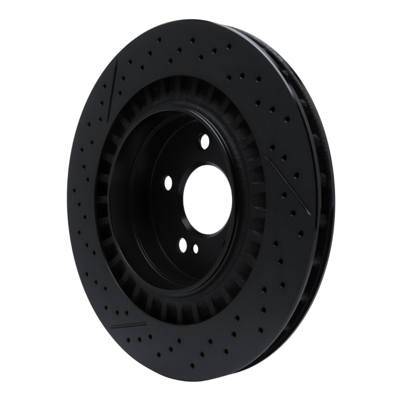 Mercedes-Benz CLK63 AMG Brake Rotor (1) - Rear - R1 Concepts - Drilled & Slotted - Black - `05-`11